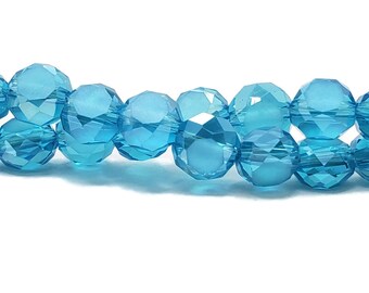 50 Frosted Aqua Blue AB 6x4mm Faceted Flat Round Crystal Beads, Blue 6mm x 4mm Helix Crystal Beads  - Free Shipping to Canada