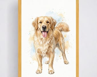 写真から作成するカスタム水彩ペット肖像画、パーソナライズされた犬と猫の絵画、ペットのメモリアルギフト、デジタル印刷可能な壁掛けアート装飾