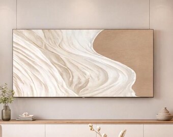 Modern Abstract TV Dust Cover, Neutral Marble TV Cover, Decorative Screen Protector for Flatscreen & Curved TVs, Washable Polyester Fabric