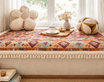 ボヘミアンキルティングソファカバー 滑り止めソファプロテクター | 厚手コットンソファパッド | L字型ソファカバー | 洗濯可能ソファカバー | リビングルーム装飾