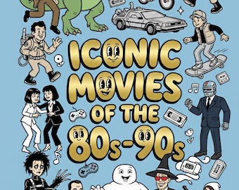 Iconic Movies: 80s & 90s Coloring Book – 36 Retro Movie-Inspired Printable Pages