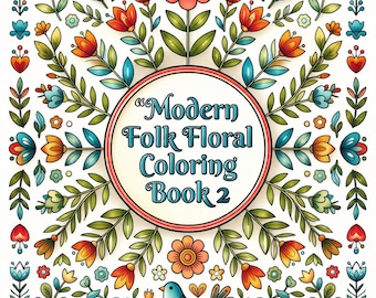 Livro de colorir floral folclórico moderno 2 – 36 páginas para imprimir