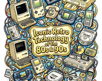 Iconic Retro Technology Coloring Book | 80s & 90s Nostalgia | 35 Printable Pages | Vintage Gadgets