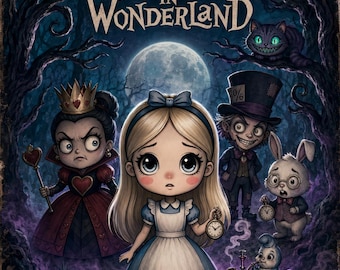 Dark Kawaii Alice in Wonderland Coloring Book: Twisted Fantasy Art Digital Download
