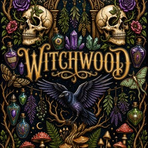 Witchwood Coloring Book – Goblincore Gothic PDF, Skulls, Mushrooms, Ravens Digital Download