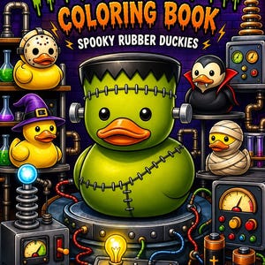 Horror Duck Coloring Book: Spooky Rubber Duckies | 21 Dark Kawaii Halloween Coloring Pages | Printable PDF