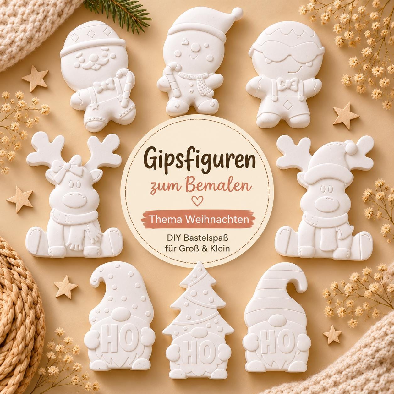 Deko aus gips für weihnachten