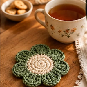 Round Crochet Rug Pattern Crochet Coaster Pattern PDF Flower Coaster Tutorial Daisy Mug Rug Home ...