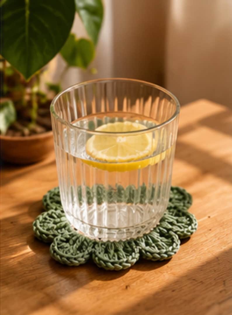 Round Crochet Rug Pattern Crochet Coaster Pattern PDF Flower Coaster Tutorial Daisy Mug Rug Home ...