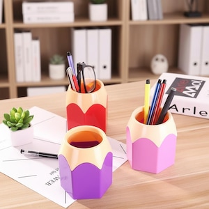 Portalápices con forma de lápiz, organizador de escritorio colorido, regalo de agradecimiento para profesores, decoración de oficina.