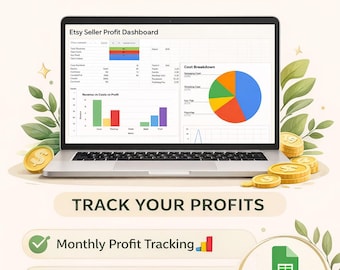 Profit-Tracker für Etsy Verkäufer | Google Sheets Verkaufs- und Spesen-Dashboard | Vorlage für die Kalkulationstabelle für kleine Unternehmen