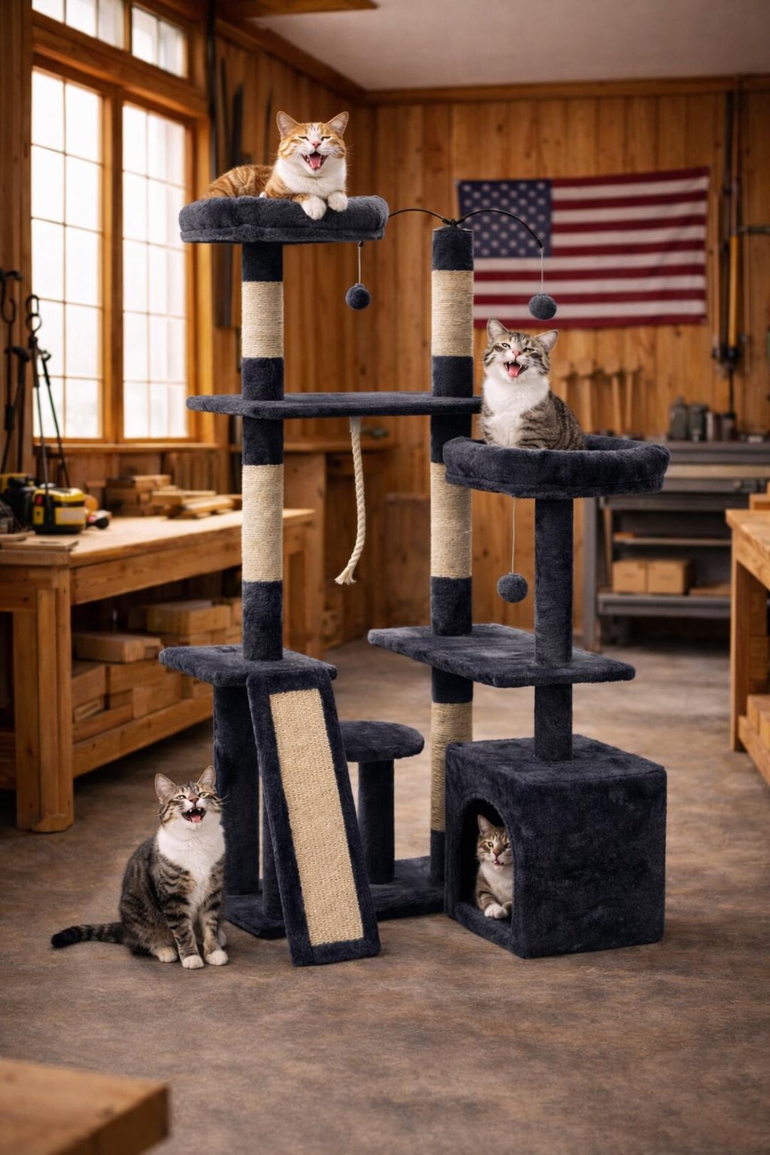 Multi-level Cat Tree Tower: Sisal Scratching Posts, Soft Perch, Large ...