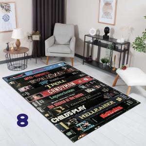 Retro VHS Horror Movie Rug, Cinema Room Decor, Nostalgic Halloween Carpet