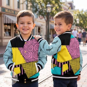 Sally Costume Kids Varsity Jacket, Nightmare Before Christmas Youth Baseball Jacket, Patchwork Bomber, Halloween Outfit, Birthday Gift