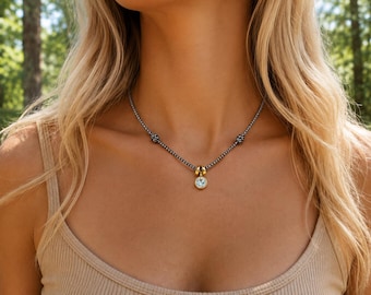 Paracord Necklace with 18k Gold PVD Cubic Zarconia Adjustable Waterproof