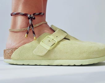 Paracord Ankle Bracelet Adjustable Sliding Knot Closure Waterproof Cord Jewelry Minimalist Unisex Beach Wear Everyday Casual Anklet Gold