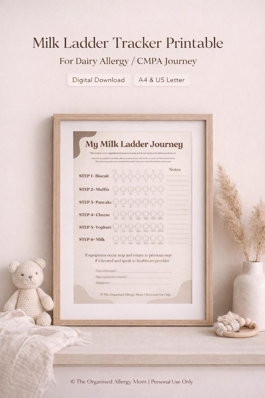 Milk Ladder Tracker Printable | Dairy Allergy CMPA Journey (A4 PDF ...