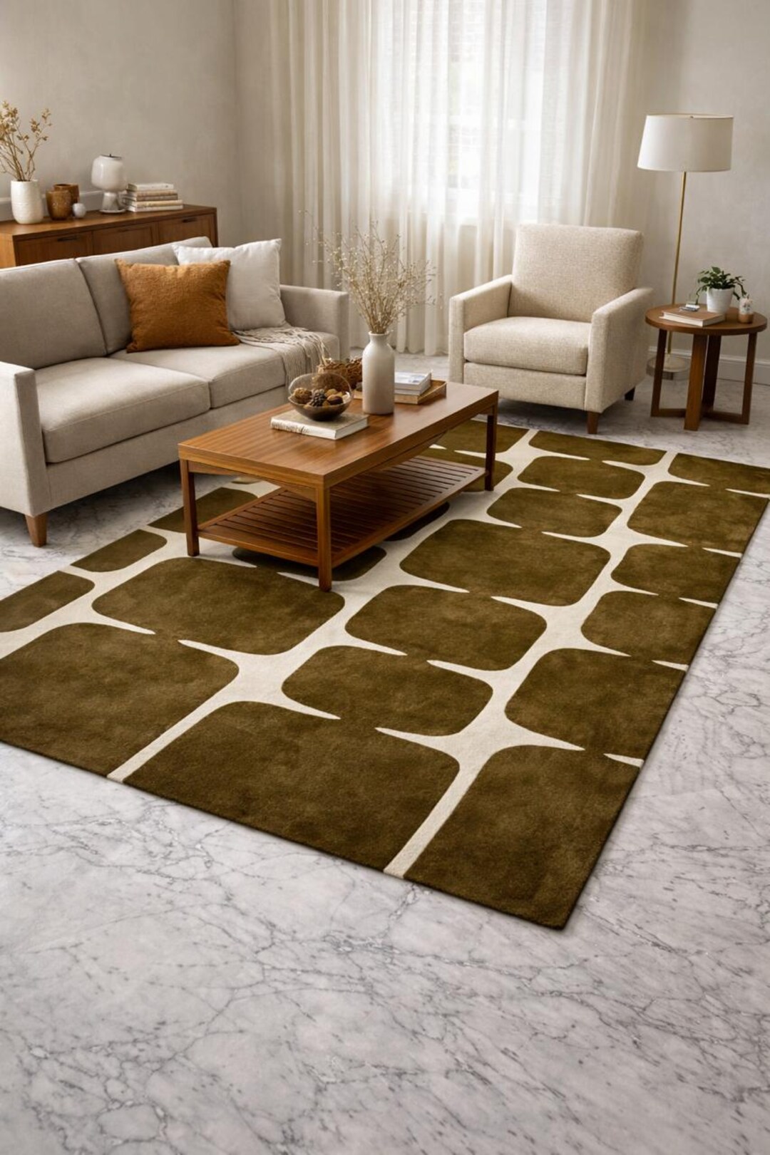 Jigsaw Abstract Block Pattern Rug Mid Century Modern Geometric Area Rug 5x7 6x9 8x10, Retro Abstract ...