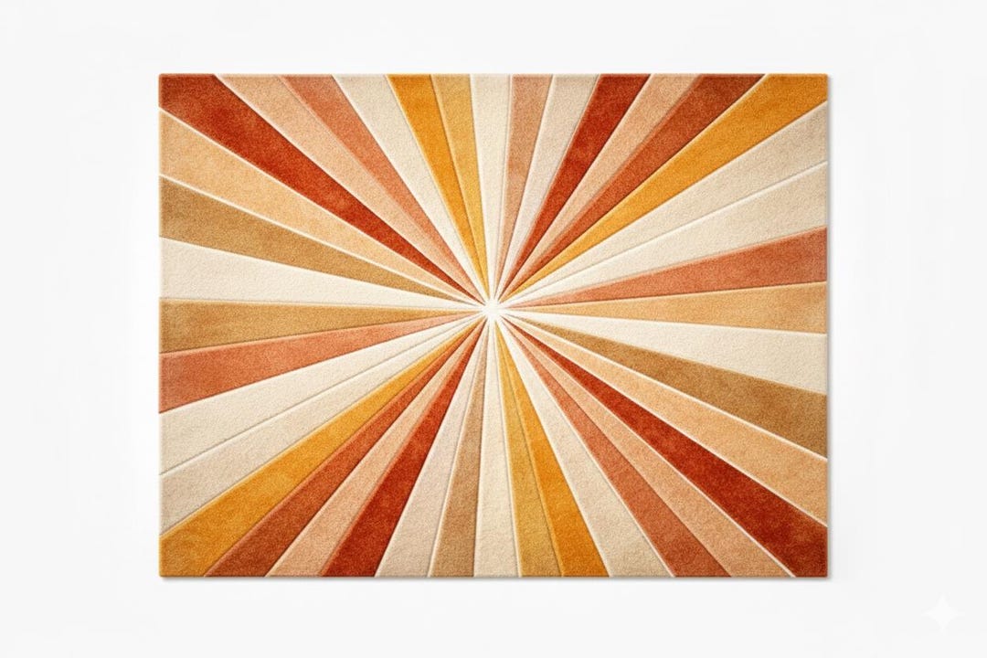 Modern Sun Rug Retro Sunburst Rug, Mid Century Modern Area Rug, Abstract Sun Ray Rug ...