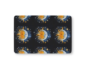 Sábana bajera para cuna con estampado de sol y luna / Habitación infantil celestial