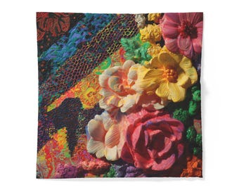 Bunte Blumen Collage Baumwolle Bettbezug | Vintage Rosen Blumenstrauß Bettwäsche