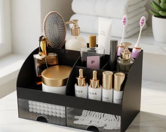 Multipurpose Makeup Organizer with Drawers, Desk Cosmetic Storage Caddy