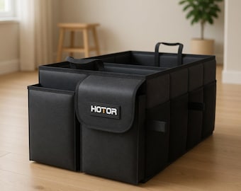 HOTOR Car Trunk Organizer, Collapsible Storage Box with Pockets, Heavy-Duty Cargo Management