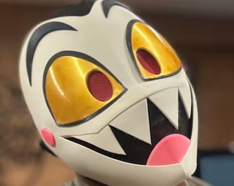 Máscara de Lucifer Morningstar impresa en 3D, accesorio de cosplay de Hazbin, rostro de demonio para usar
