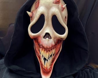 Máscara de demonio asesino de pesadilla, accesorio de cosplay de terror sangriento, calavera gótica pintada a mano