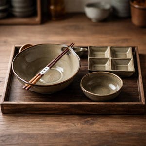 Juego de cuencos de cerámica japonesa para ramen, vajilla para servir sushi, vajilla japonesa con esmalte craquelado, juego de platos de cocina asiática, juego estético