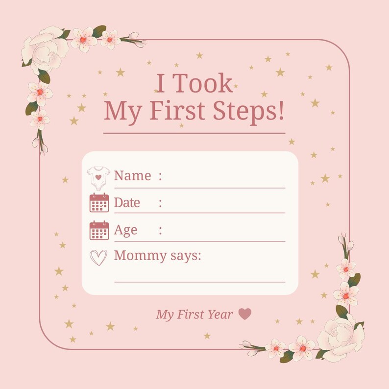 Baby Milestone Cards Printable Soft Pink | Baby Girl First Year Cards ...