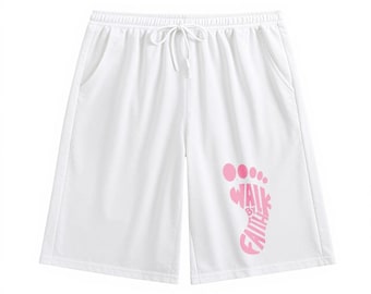 Walking Lover Gift Shorts, Pink Footprint Shorts for Men & Women, Soft Lounge Shorts, Cute Summer Vacation Outfit