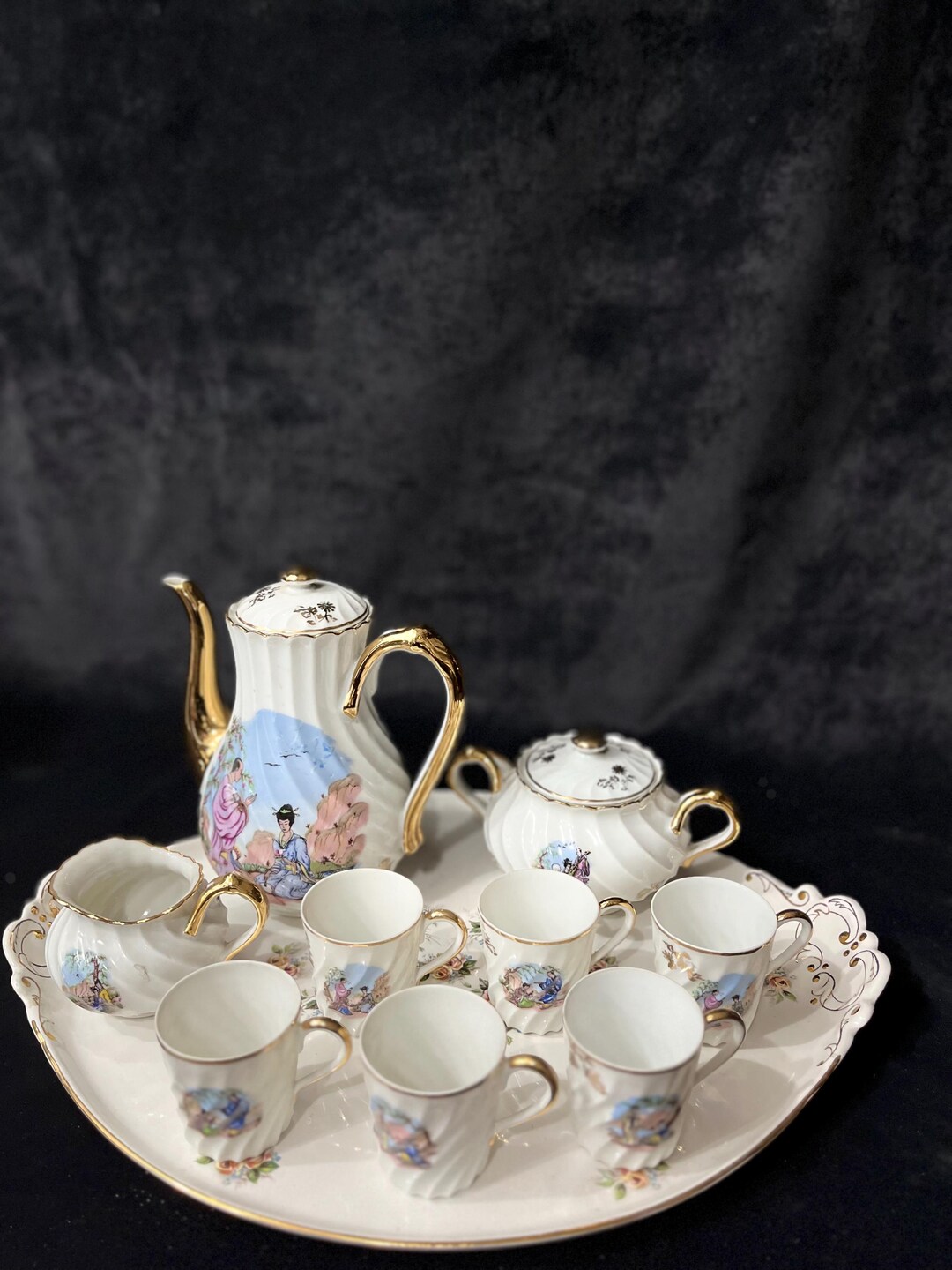 Antique Limoges Porcelain Tea Set – Gold Gilded French Coffee Serving ...