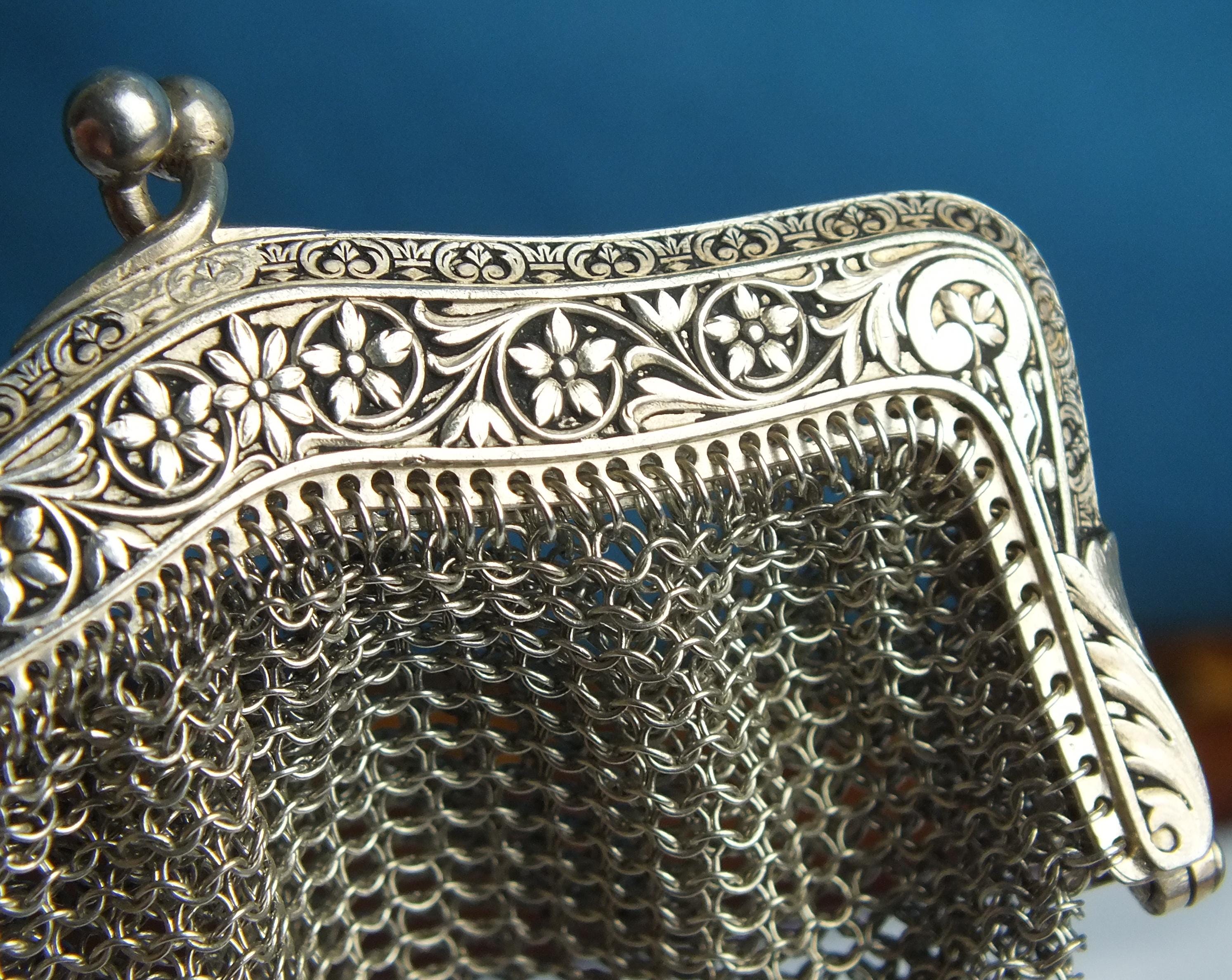 GERMAN SILVER製 アンティークメッシュパース ANTIQUE VICTORIAN