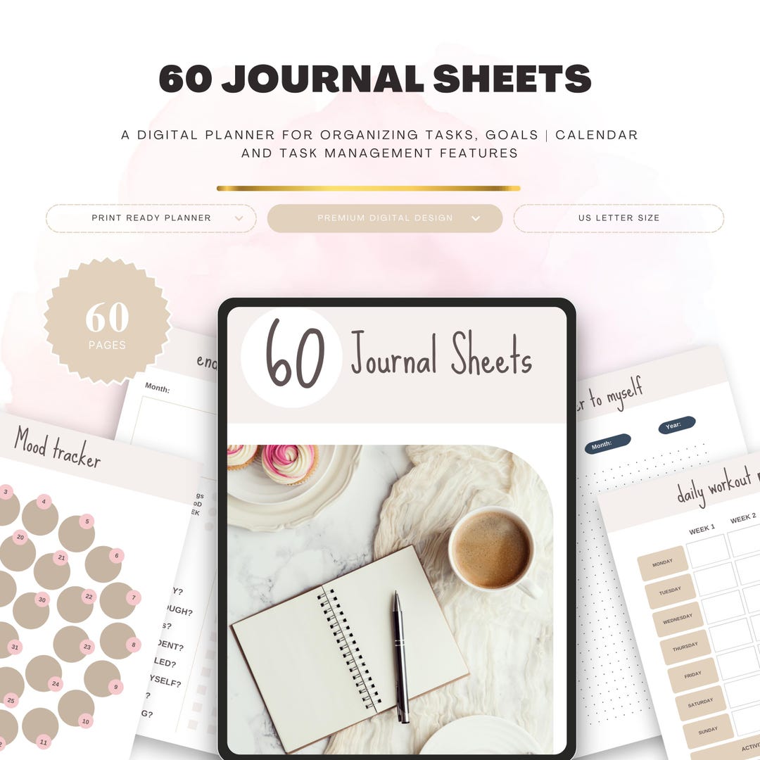 Chapter 60 Journal 60 Journal Sheets Printable | Daily Reflection, Gratitude & Self-care ...