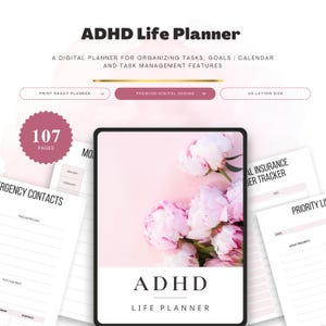 ADHD Daily Planner Printable | Neurodivergent Planner, Executive Function & Focus Tracker for Adults, Brain Dump Journal PDF Download