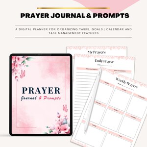 Prayer Journal and Prompts Printable | Christian Devotional | Bible Study Planner | Bible Study & Gratitude Journal Digital Download PDF