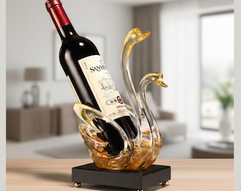 Portabottiglie a forma di cigno in cristallo, uccello moderno in resina, decorazione per la tavola, scultura artistica di animale, regalo per l'inaugurazione della casa, regalo per la nuova casa, regalo per la mamma