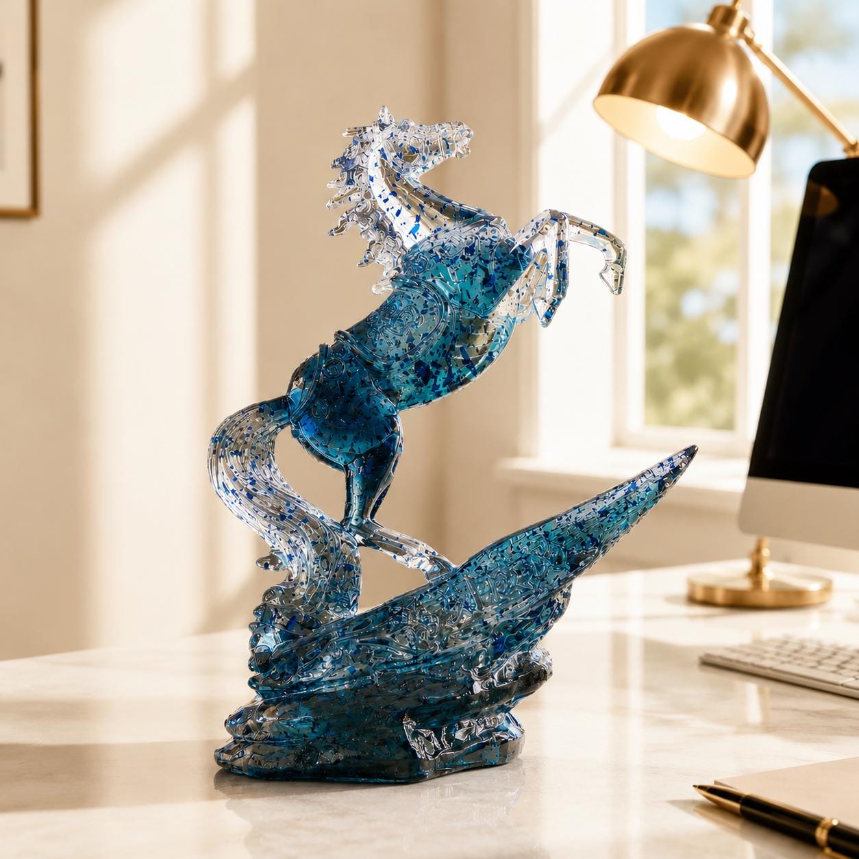 Blue Horse Statue - Etsy