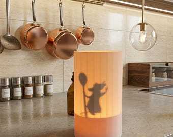 Lampada a LED a forma di cappello da chef, lampada da tavolo a forma di topo chef, luce notturna decorativa per la cucina, luce a forma di sagoma di animale, idea regalo per amanti del cibo, luce colorata da tavolo