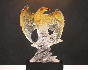 Statua di aquila in cristallo, statuetta di aquila in vetro, decorazione di lusso per la casa e l'ufficio, regalo di pensionamento per leader, simbolo di leadership visionaria