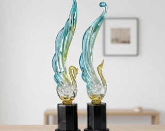 Set di statue di cigni moderne in resina, scultura di coppia di cigni in stile cristallo, regalo di lusso per nozze, decorazione per anniversario, amuleto d'amore Feng Shui