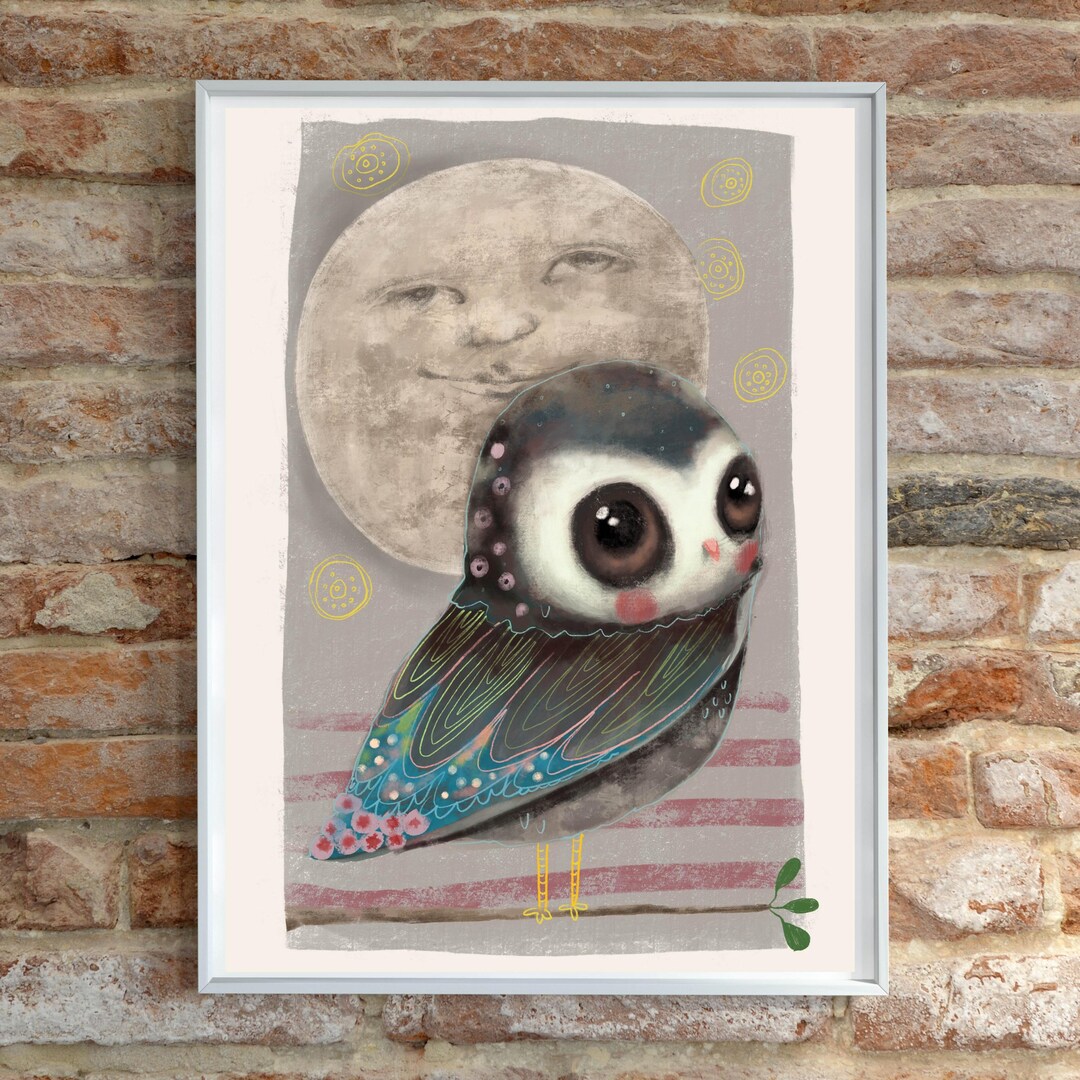 Owl Wall Art Printable | Hand Drawn Nursery Animal Print | Cute Owl ...