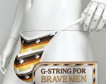 Gay Bear Pride String für Männer – Bärenflaggen-G-String – Sexy, minimalistische Bademode – LGBTQ-Unterwäsche – Handgefertigter Festival- und Strand-String