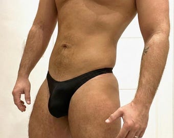 Men’s Black Thong – Comfortable Everyday Men’s Underwear – Discreet & Elegant Minimal Thong – Sexy Low Rise Mens Lingerie