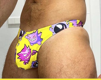 Men’s Gamer Thong – Yellow Men’s Thong Underwear – Sexy Low Rise Men’s Thong video game – Fun Cartoon Style Men’s Swimwear