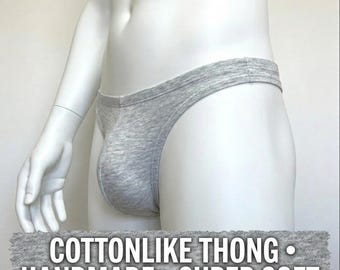 Mens cottonlike Thong Underwear | Ultra Soft Breathable Everyday Thong | Low Rise Minimal Mens Underwear | Stretch Natural Fabric | Handmade