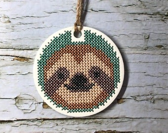 Sloth Cross Stitch Kit ~ DIY ~ Crafty Gift ~ Christmas Tree Ornament ~ Unique gifts ~ DIY Kit ~