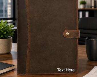 Handgemaakt buffelleren notitieboekje: professionele opberger voor documenten, vintagestijl, A4/Letter-formaat