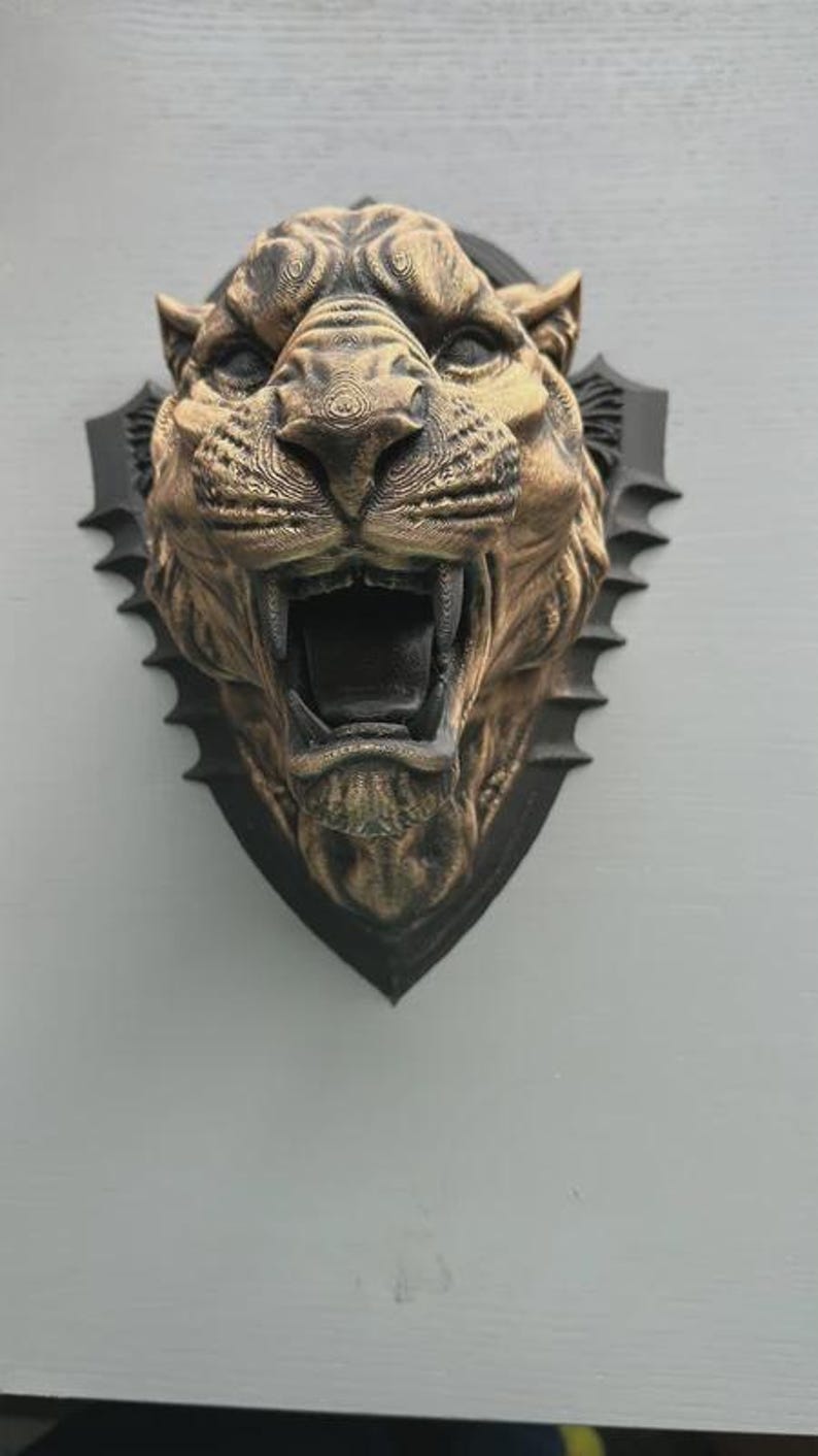 3D Printed Panther Head Wall Decor – Modern Animal Sculpture, Black ...